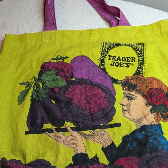Trader Joe'S Handbags - Vintage Trader Joe's Yellow and Purple Tote Bag